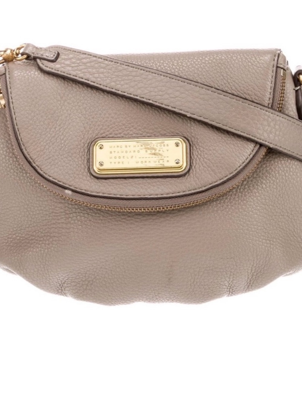 Marc by Marc Jacobs Taupe Pebbled Leather Crossbody with Gold Plate